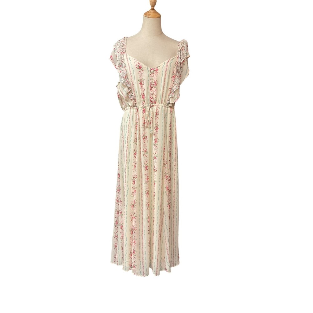 torrid Women's Ruffle Chiffon Cottagecore Sweetheart Neckline Midi Dress Sz XL - Picture 3 of 15